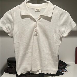 Brandy Melville White Polo Crop Top
